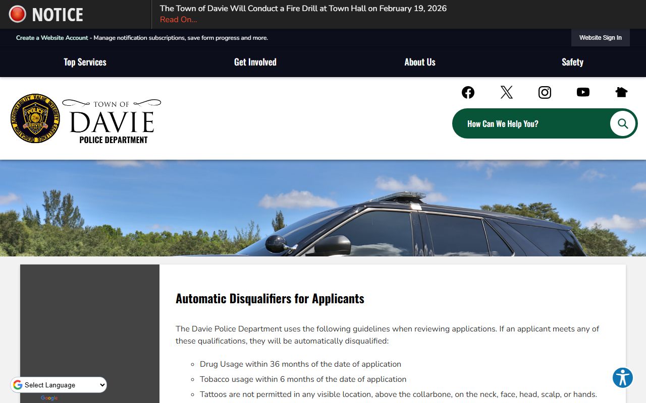 Davie Police Department website for Davie 24 hour booking records