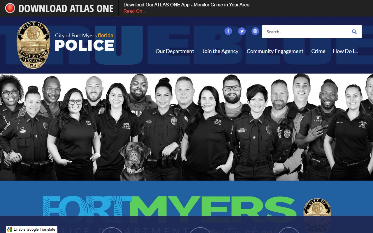 Fort Myers Police Department website for Fort Myers 24 hour booking information