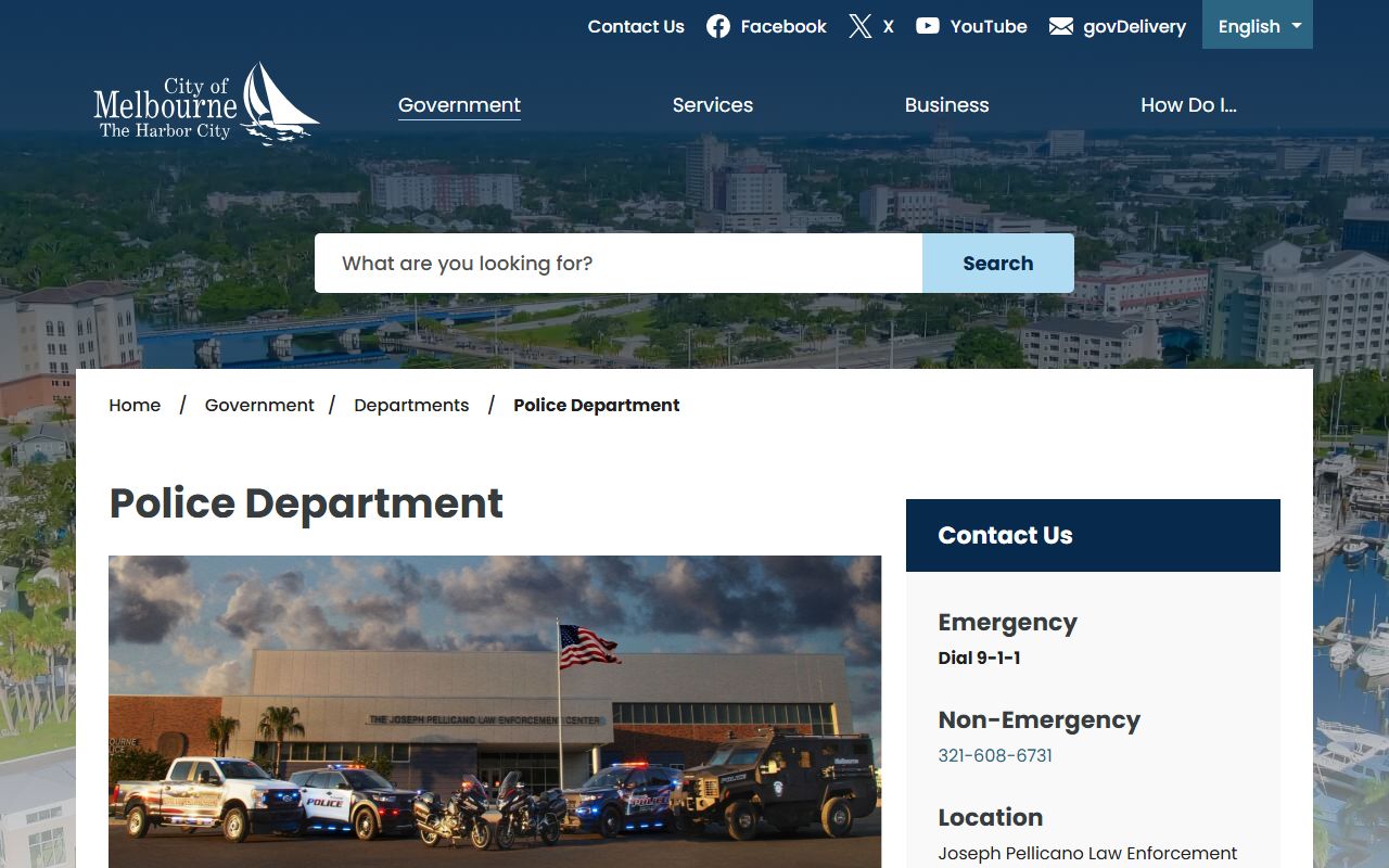 Melbourne Police Department website for Melbourne 24 hour booking information