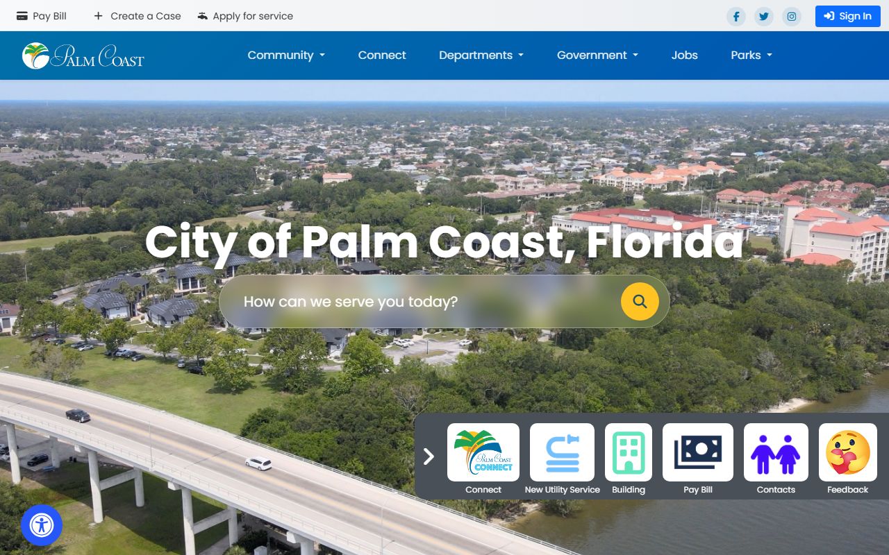 Palm Coast city government website for Palm Coast 24 hour booking information