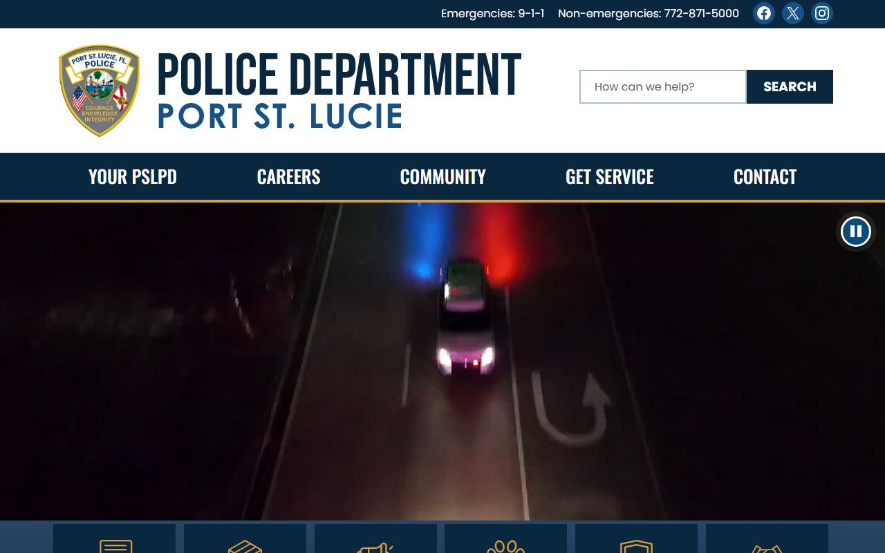 Port St. Lucie Police Department website for Port St. Lucie 24 hour booking records