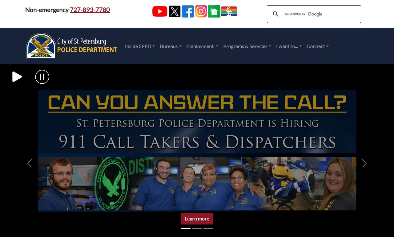 St. Petersburg Police Department website for St. Petersburg 24 hour booking information