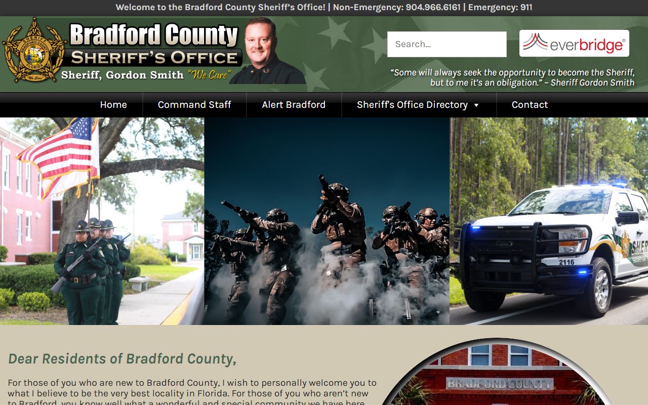 Bradford County Sheriff's Office website for 24 hour booking information