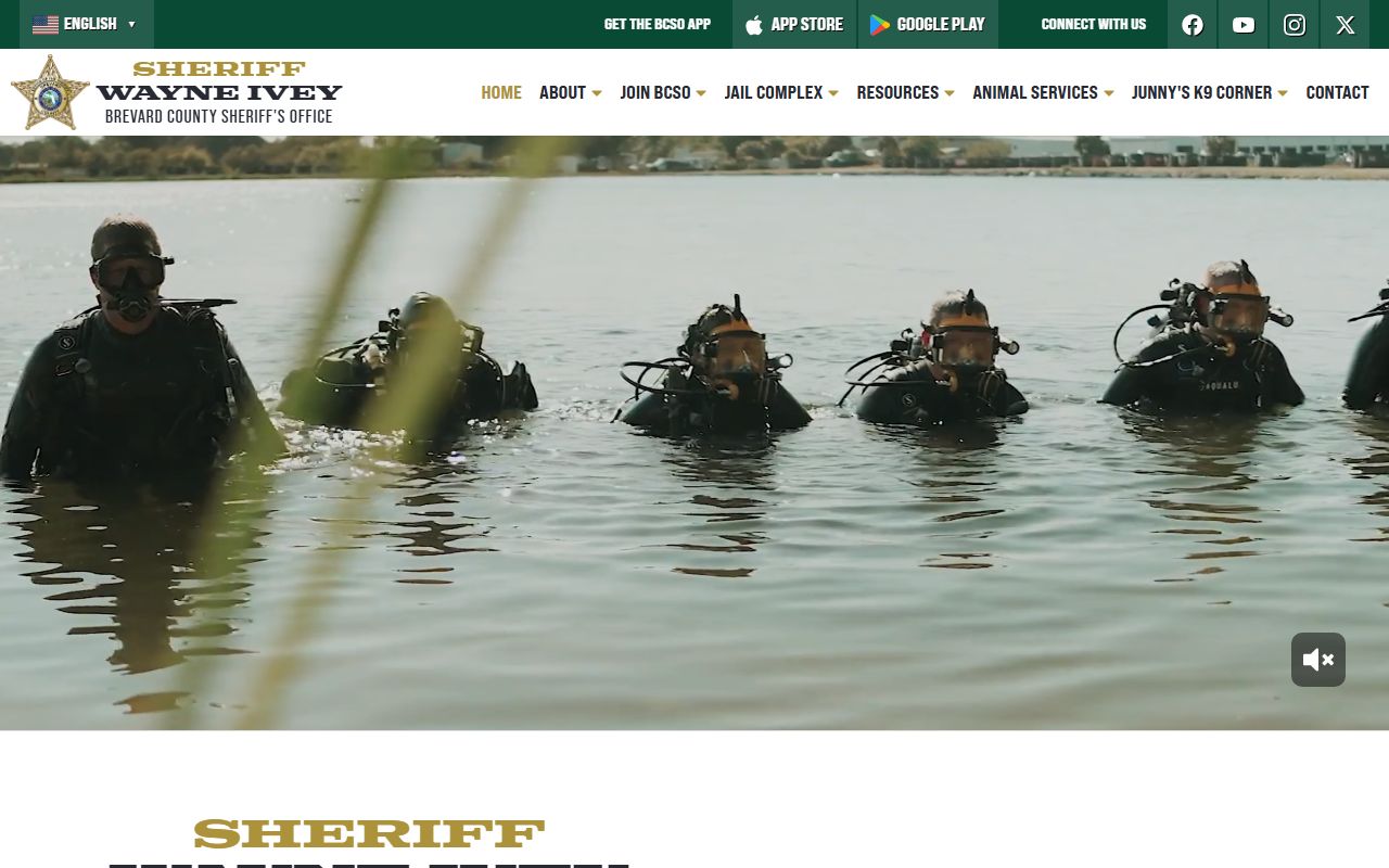 Brevard County Sheriff's Office website for 24 hour booking and jail information