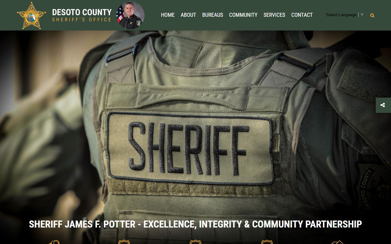 DeSoto County Sheriff's Office website for booking record information