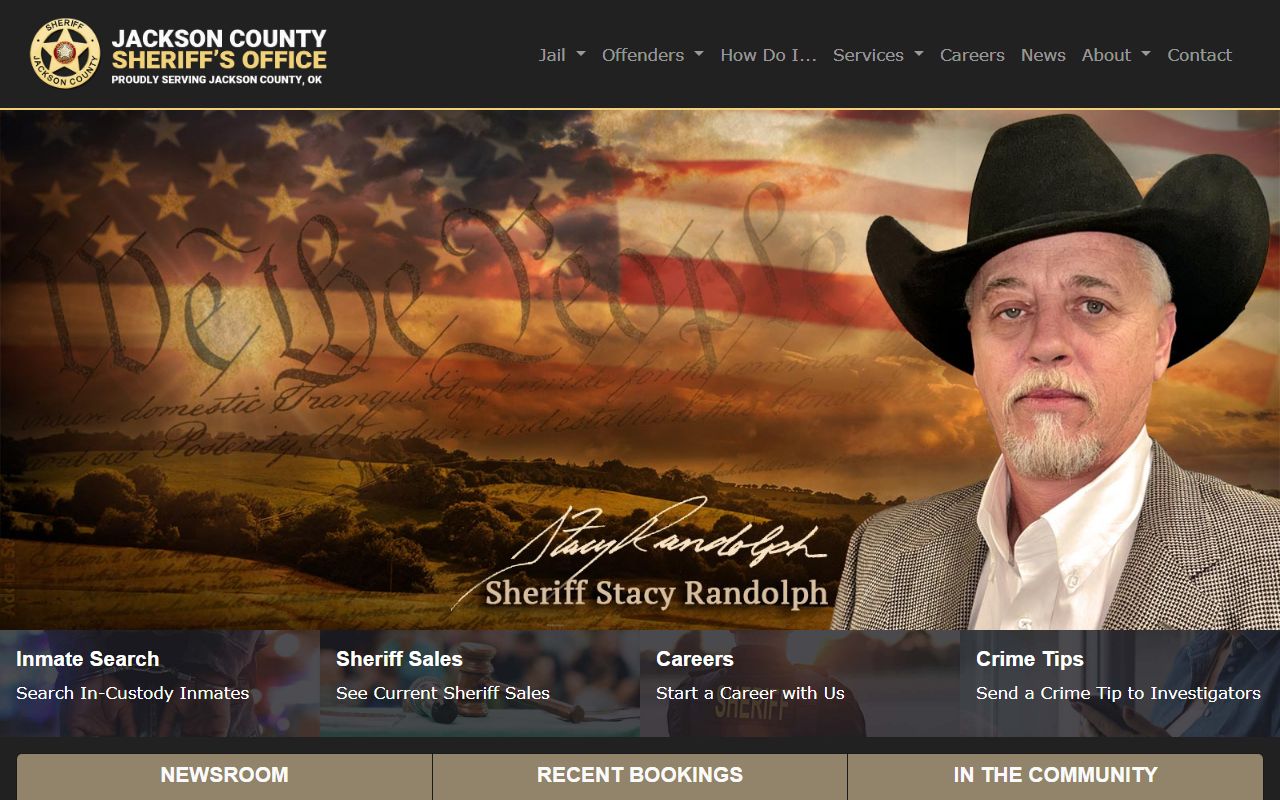 Jackson County Sheriff's Office website for 24 hour booking and jail information