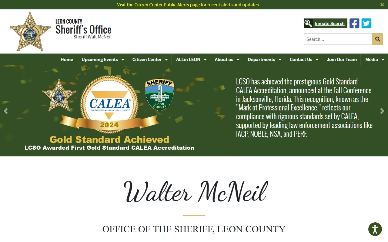 Leon County Sheriff's Office website homepage