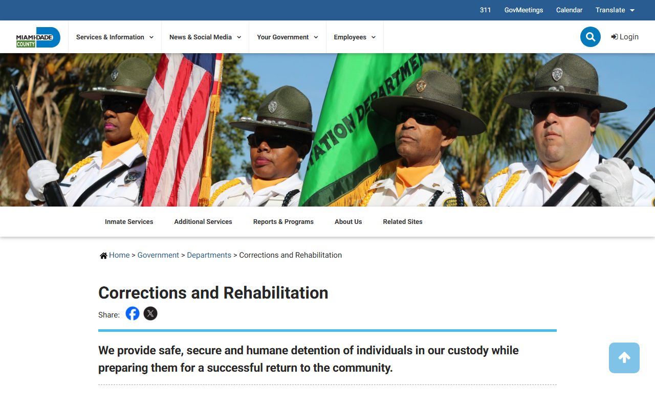 Miami-Dade Corrections and Rehabilitation website for booking information