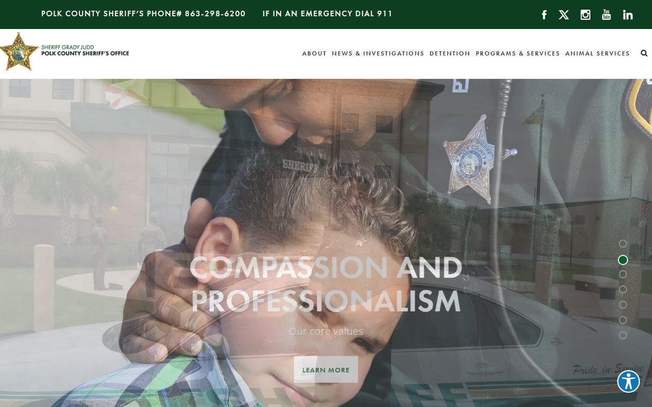 Polk County Sheriff's Office website for booking inquiries