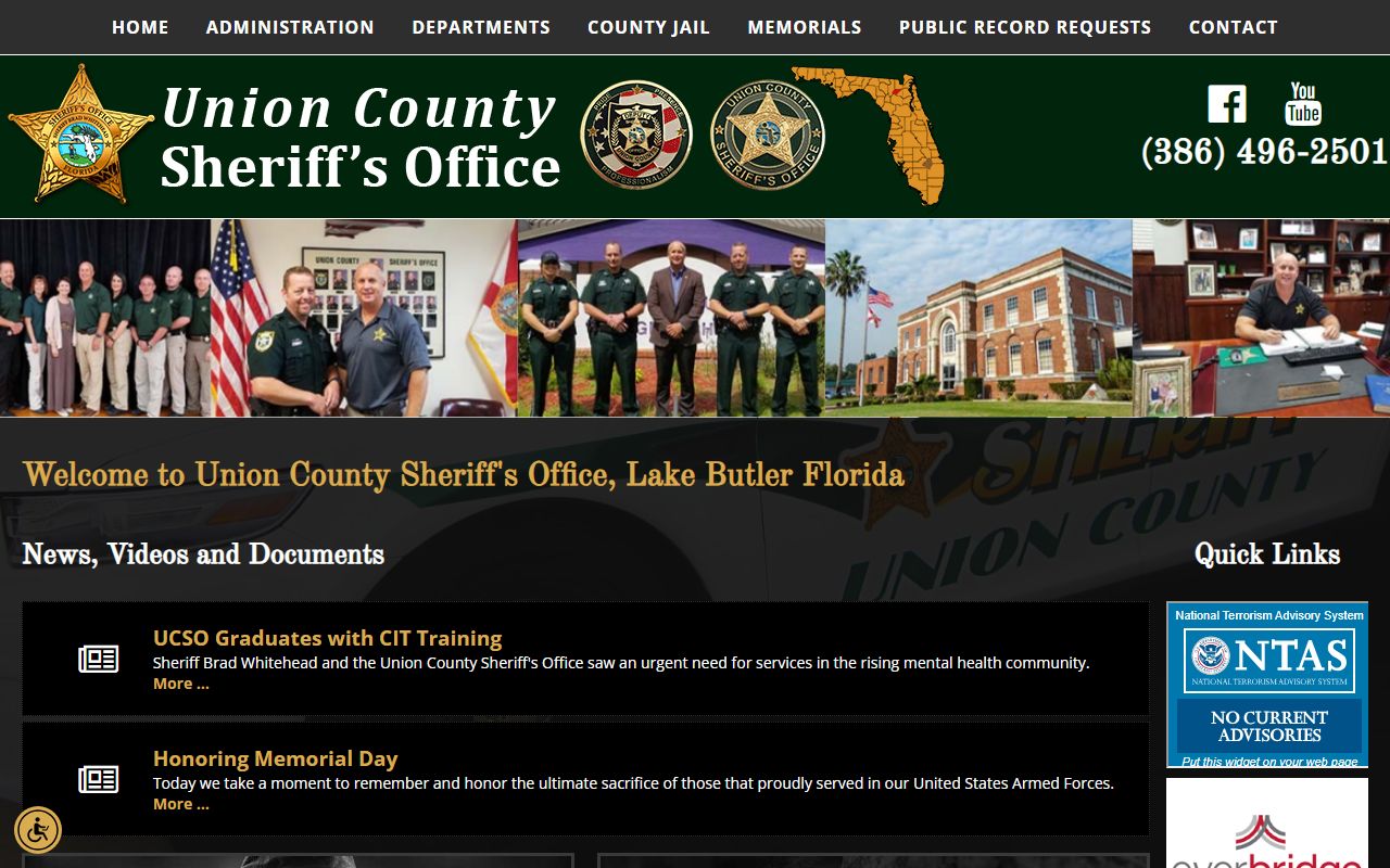Union County Sheriff's Office website for booking record information